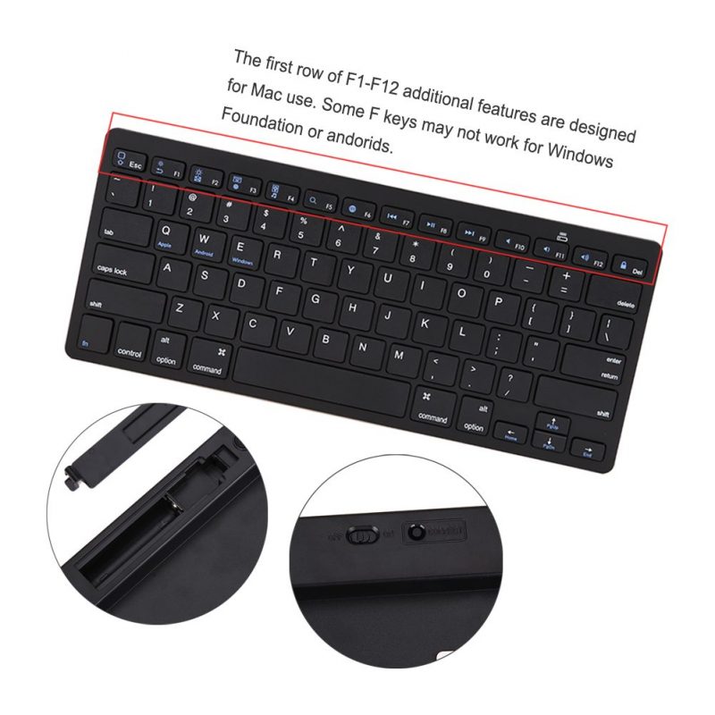 Multimedia Android Wireless Bluetooth Keyboard for Windows iOS Tablet ...