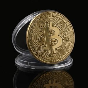 Gold Plated Bitcoin Coin Collectible BitCoin Art Collection Gold And ...